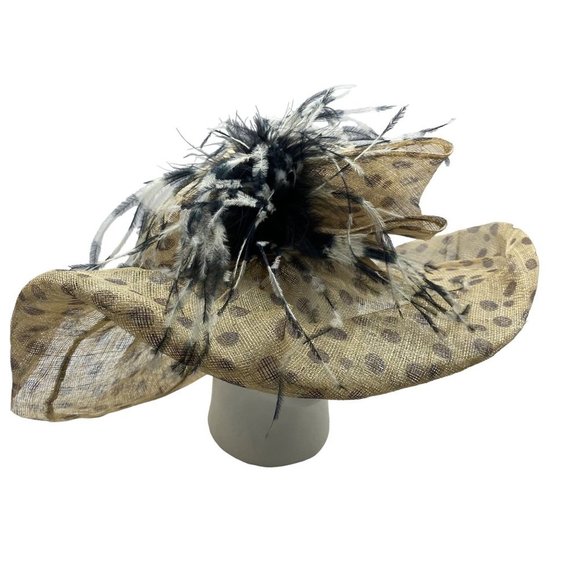 RARE Soprattutto Cappelli Women Animal Print Italian Feather Floppy Oversized Ha - Picture 7 of 7